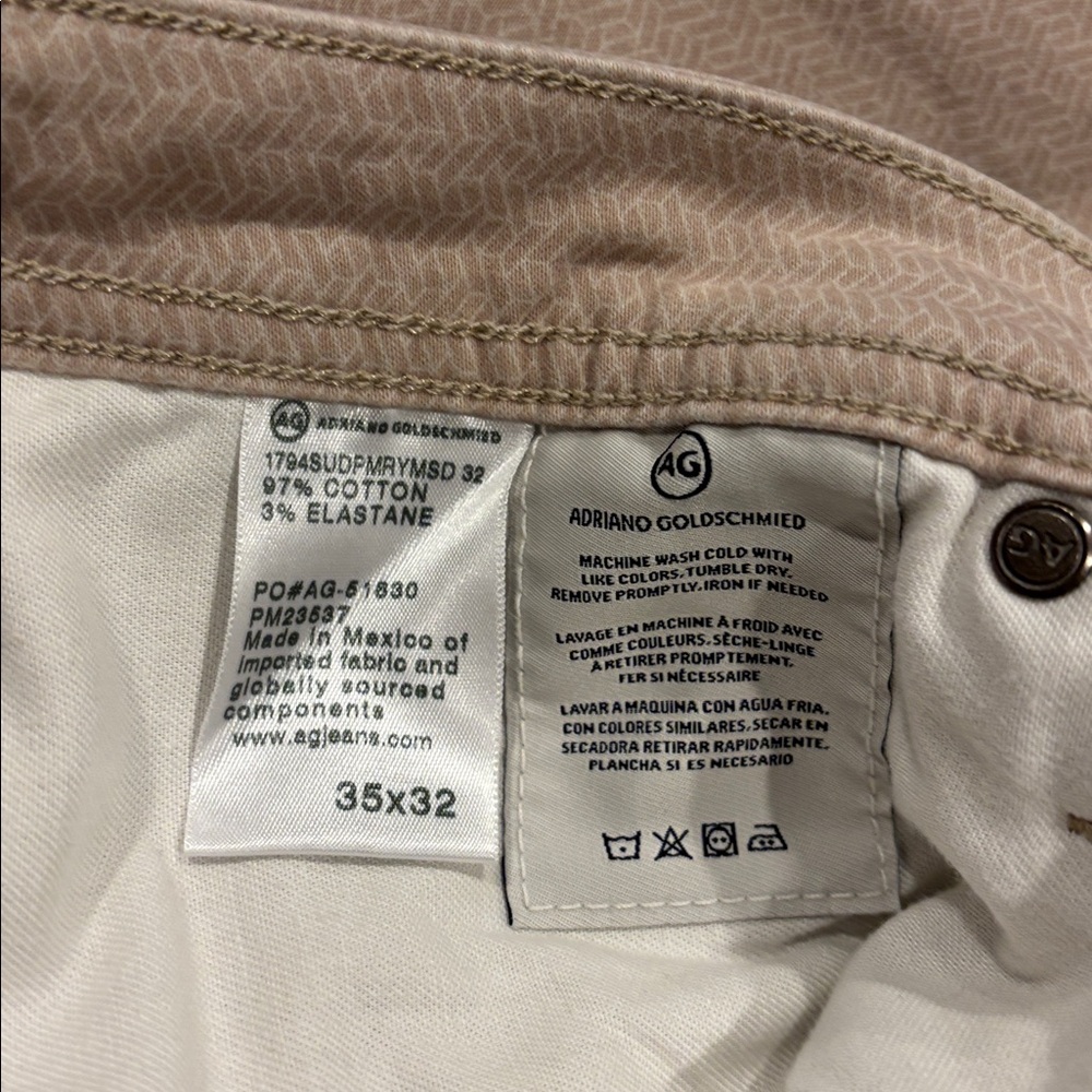 Men's Adriano Goldschmied Everett slim straight white herringbone Pants 35 x 32 - Picture 8 of 9